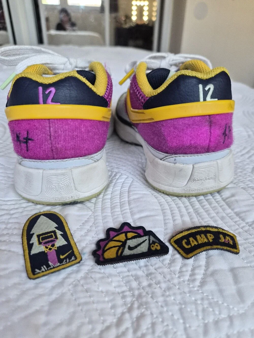 VGUC Nike Ja 1 SE Camp Ja Basketball Shoes size 1 University Gold Hyper Violet